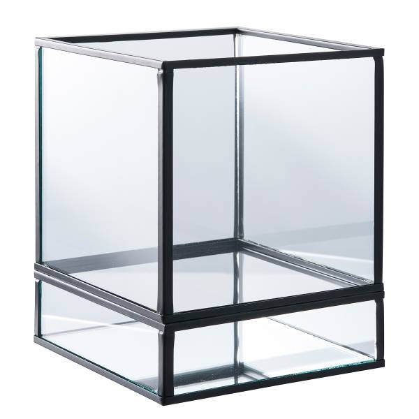 Windlicht Baiga - Schwarz - Stahl - Klarglas - 12 x 15 x 12 cm