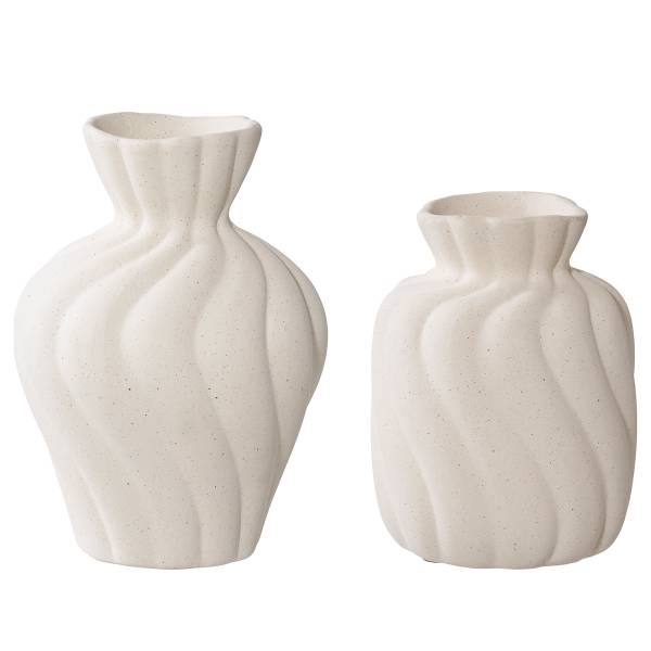Vasen-Set Pupuh 2-teilig - Weiß - Keramik - 11 x 15 x 11 cm