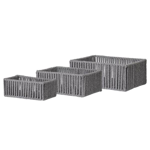 Korb-Set Arese 3-teilig - Grau - Stahl - 26 x 14 x 36 cm