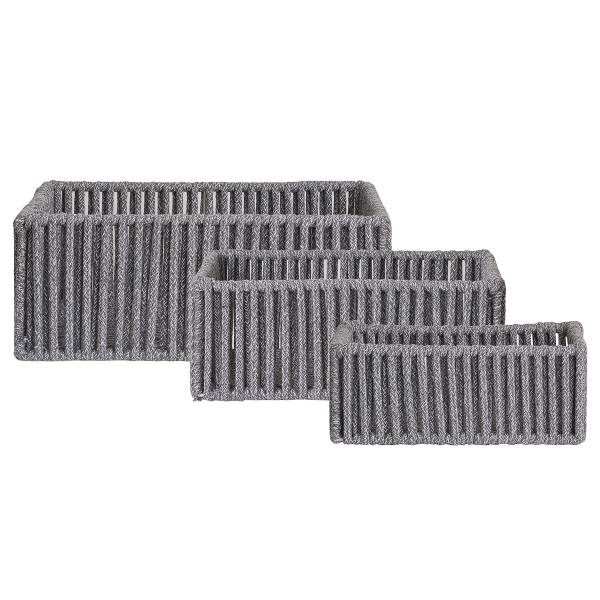 Korb-Set Arese 3-teilig - Grau - Stahl - 26 x 14 x 36 cm