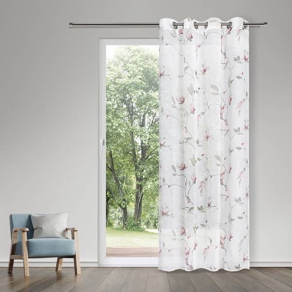 Ösenschal Blumen - Weiß - Webstoff - 145 x 245 cm