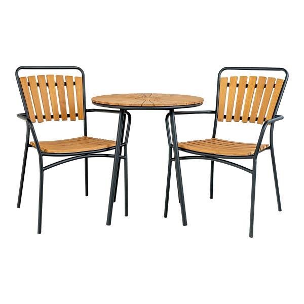Beistelltisch Cleveland - Schwarz - Braun - Stahl - 70 x 74 x 70 cm