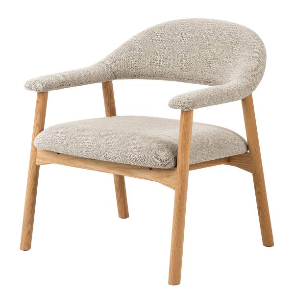 Loungestuhl Mesita - Beige - Bouclé - Eiche - 70 x 76 x 71 cm