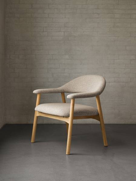 Loungestuhl Mesita - Beige - Bouclé - Eiche - 70 x 76 x 71 cm