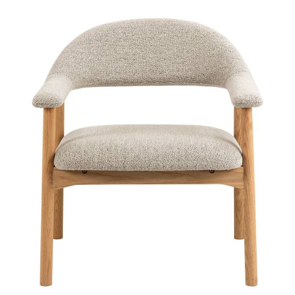 Loungestuhl Mesita - Beige - Bouclé - Eiche - 70 x 76 x 71 cm