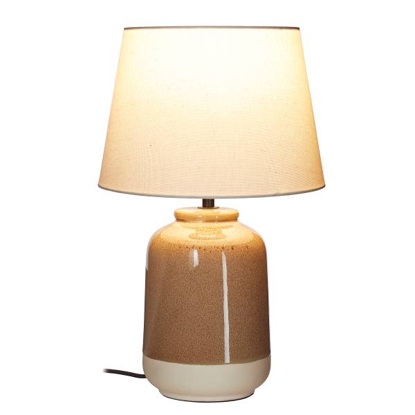 VERICE Tischleuchte keramik - Leinen/Keramik - Creme/Taupe
