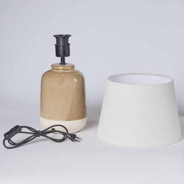 VERICE Tischleuchte keramik - Leinen/Keramik - Creme/Taupe