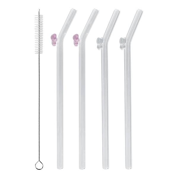 Trinkhalm-Set Set LONG DRINK 5-tlg. - Borosilikatglas - Transparent