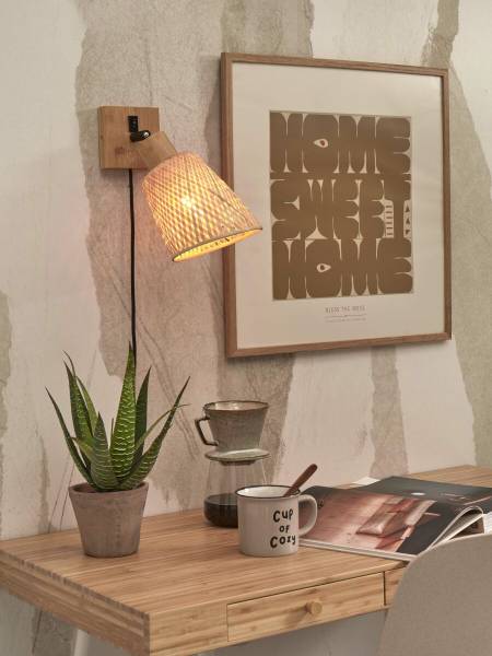 Wandleuchte Java - Bambus - Beige - Beige