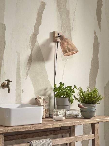 Wandleuchte Java - Bambus - Beige - Beige