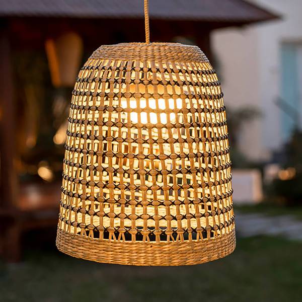 Außenpendelleuchte Positano - Braun - Rattan - 33 x 35 x 33 cm