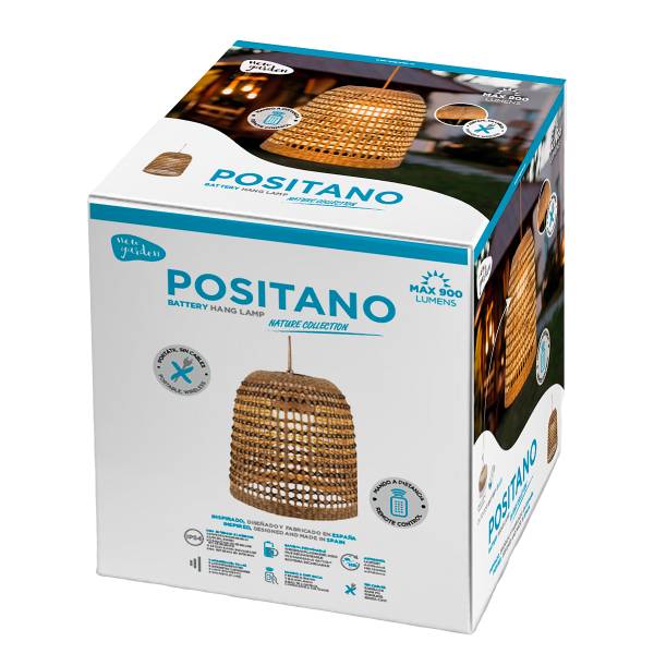 Außenpendelleuchte Positano - Braun - Rattan - 33 x 35 x 33 cm