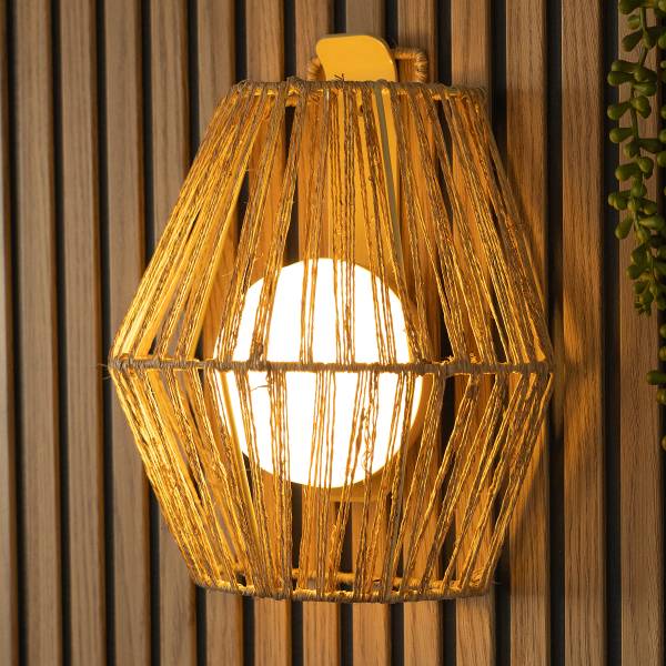 Outdoor Wandleuchte Sisine - Rattan - Braun - 1-flammig