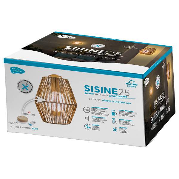 Outdoor Wandleuchte Sisine - Rattan - Braun - 1-flammig