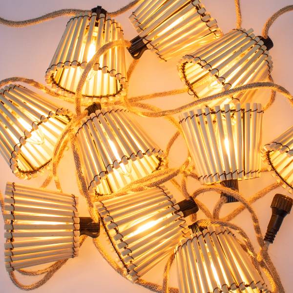 Solar-Lichterkette Okinawa - Bambus - Braun - 10-flammig
