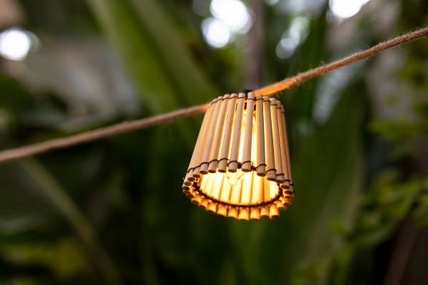 Solar-Lichterkette Okinawa - Bambus - Braun - 10-flammig