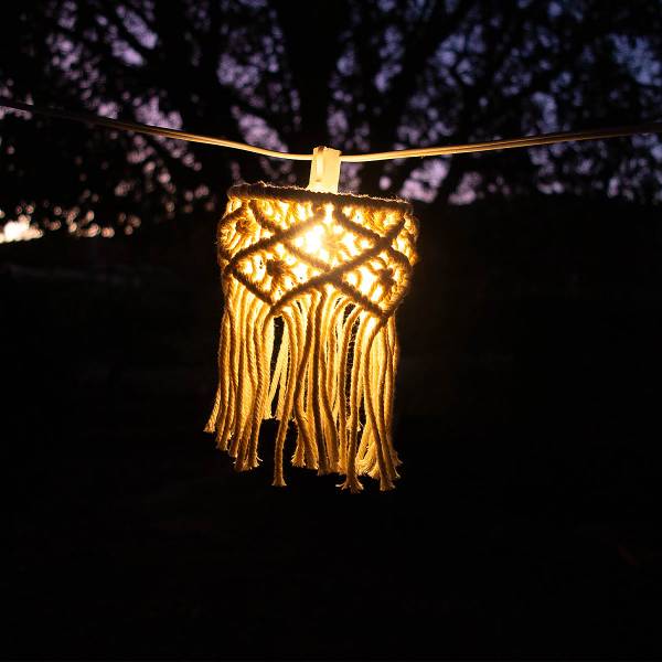 Solar-Lichterkette Mykonos - Weiß - Wolle - 22 x 14 x 800 cm