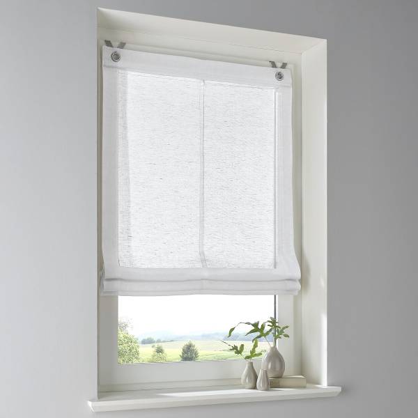 Ösenrollo Brondby - Webstoff - Weiß - 80 x 140 cm
