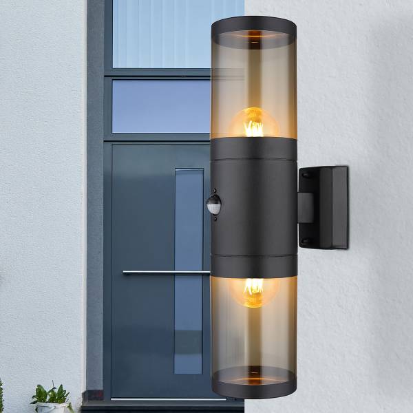 Wandleuchte Xeloo mit Sensor - Edelstahl - Matt Schwarz - Flammenanzahl: 2