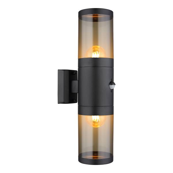 Wandleuchte Xeloo mit Sensor - Edelstahl - Matt Schwarz - Flammenanzahl: 2