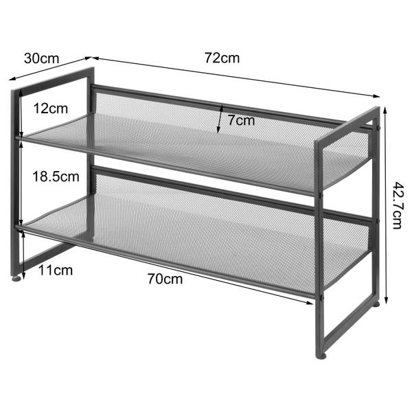 Schuhregal Tecnor - Metall - Schwarz - Höhe: 43 cm