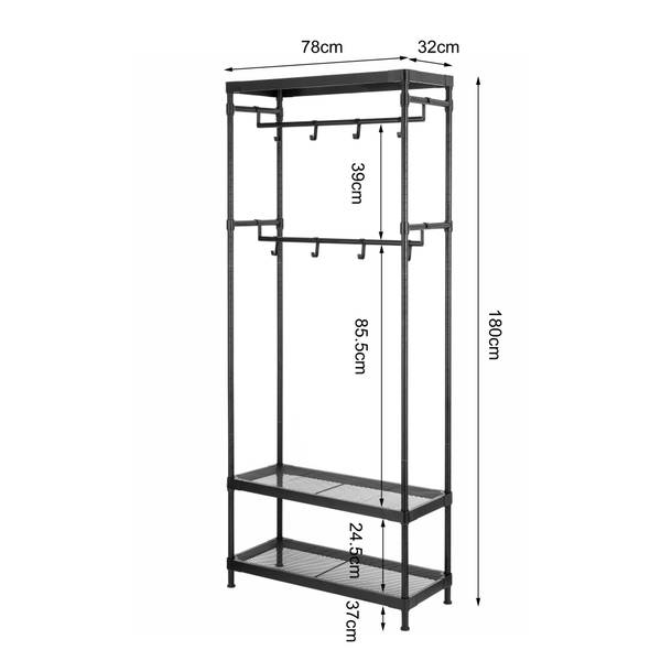 Garderobe Harnew - Metall - Schwarz