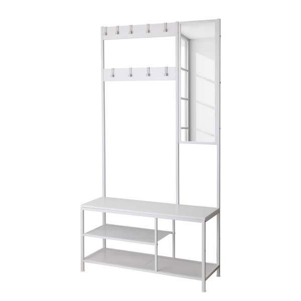 Garderobe Tarpey mit Spiegel - Metall - Weiß