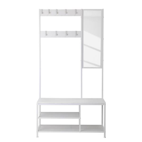 Garderobe Tarpey mit Spiegel - Metall - Weiß