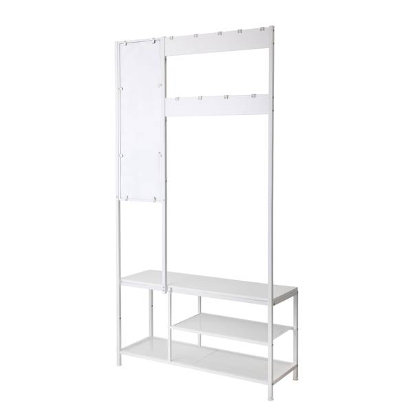 Garderobe Tarpey mit Spiegel - Metall - Weiß