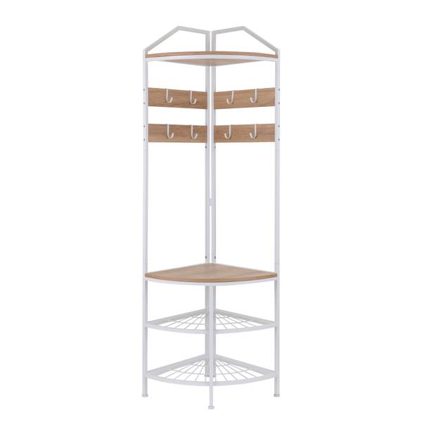 Eckgarderobe Burdie - Eiche Dekor / Weiß