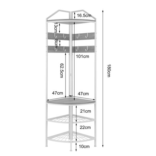 Eckgarderobe Burdie - Eiche Dekor / Weiß