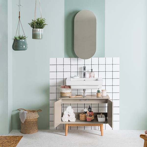 Spiegelschrank LINDHOLM oval - Taupe