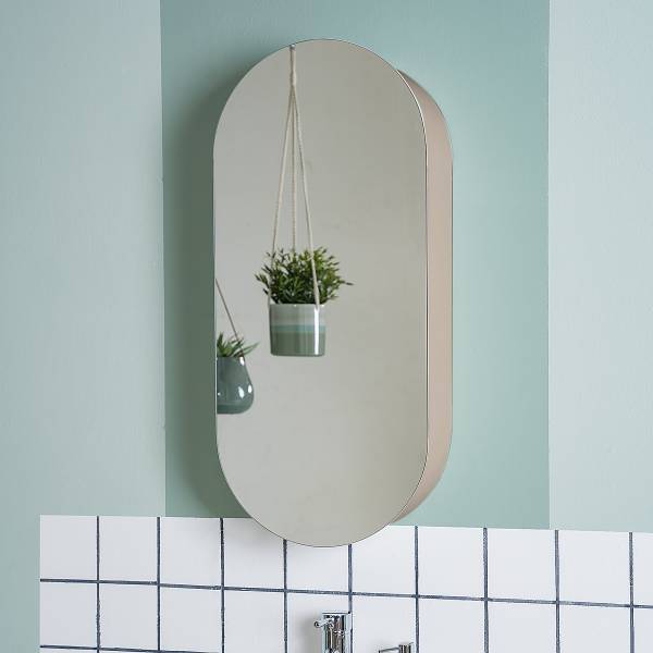Spiegelschrank LINDHOLM oval - Taupe