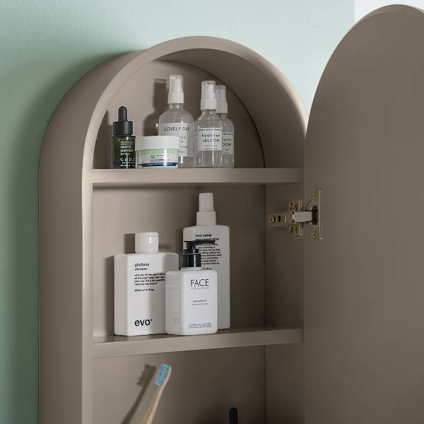 Spiegelschrank LINDHOLM oval - Taupe