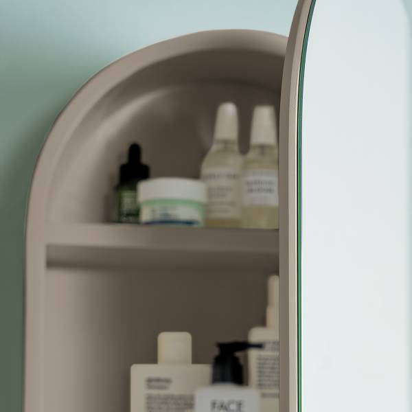Spiegelschrank LINDHOLM oval - Taupe