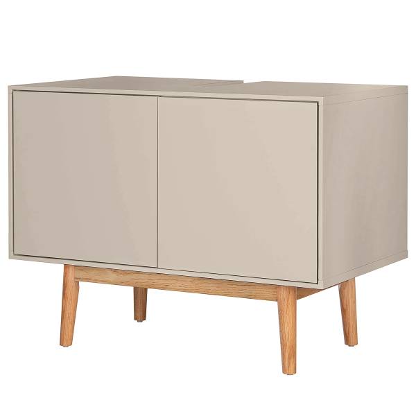 Waschbeckenunterschrank LINDHOLM - Eiche teilmassiv - Taupe