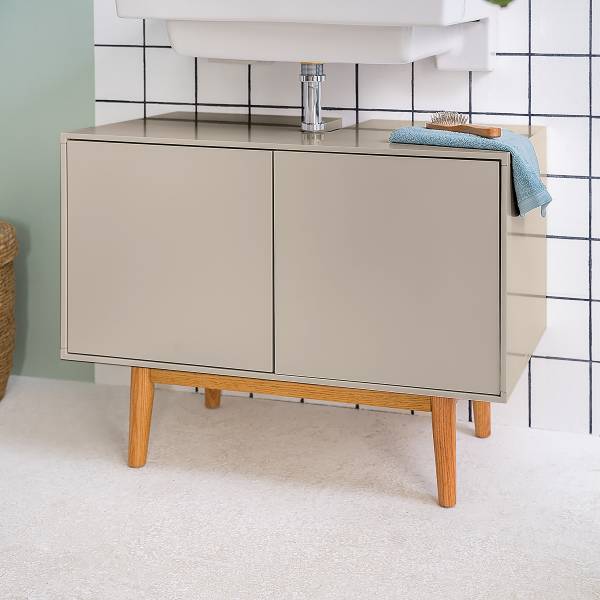 Waschbeckenunterschrank LINDHOLM - Eiche teilmassiv - Taupe