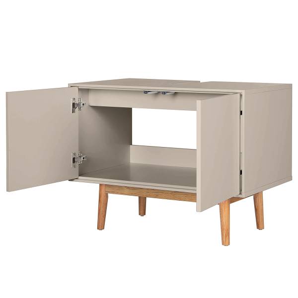 Waschbeckenunterschrank LINDHOLM - Eiche teilmassiv - Taupe