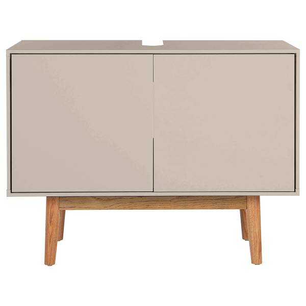 Waschbeckenunterschrank LINDHOLM - Eiche teilmassiv - Taupe