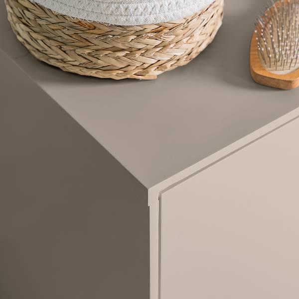 Waschbeckenunterschrank LINDHOLM - Eiche teilmassiv - Taupe