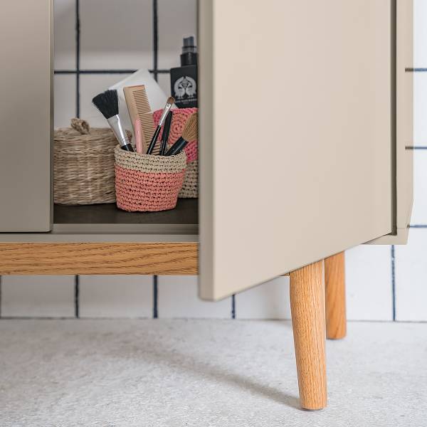Waschbeckenunterschrank LINDHOLM - Eiche teilmassiv - Taupe