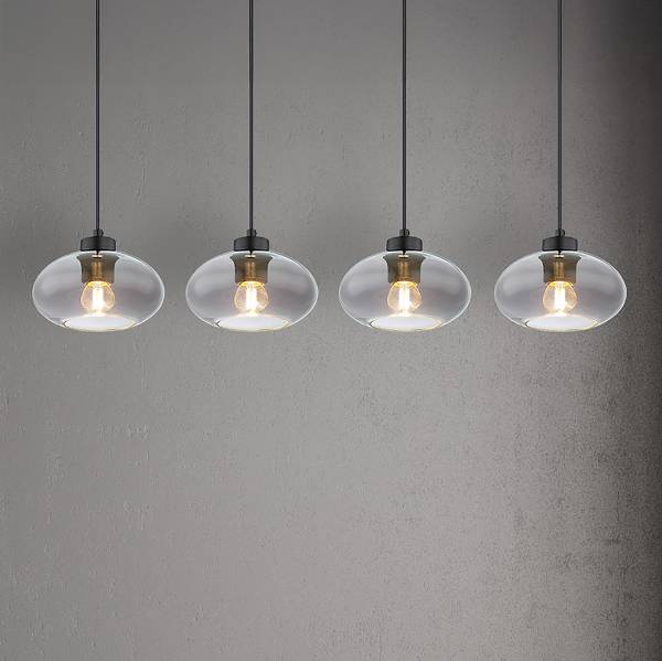Pendelleuchte Shaun Typ A - Rauchglas / Eisen - 4-flammig