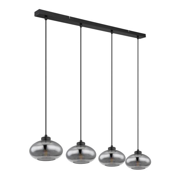 Pendelleuchte Shaun Typ A - Rauchglas / Eisen - 4-flammig