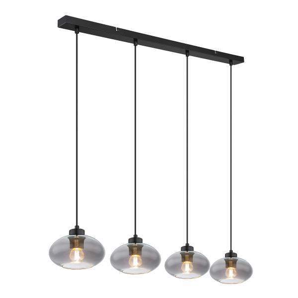 Pendelleuchte Shaun Typ A - Rauchglas / Eisen - 4-flammig