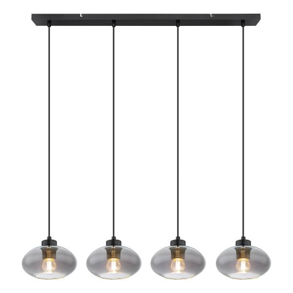 Pendelleuchte Shaun Typ A - Rauchglas / Eisen - 4-flammig
