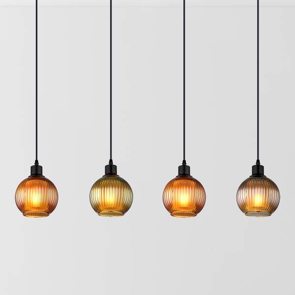 Pendelleuchte Zumba Typ B - Farbglas / Eisen - 4-flammig