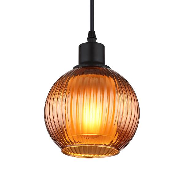 Pendelleuchte Zumba Typ C - Farbglas / Eisen - 1-flammig - Braun