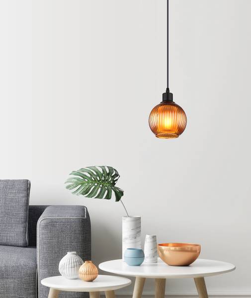 Pendelleuchte Zumba Typ C - Farbglas / Eisen - 1-flammig - Braun