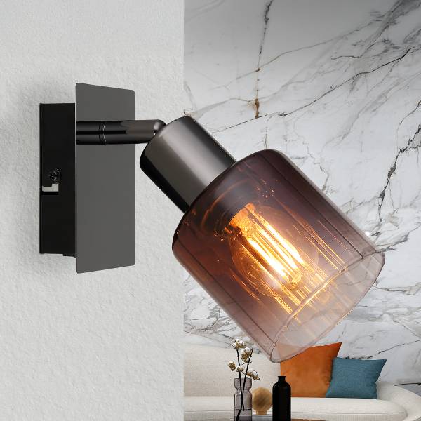 Wandleuchte Satella - Farbglas / Eisen - 1-flammig