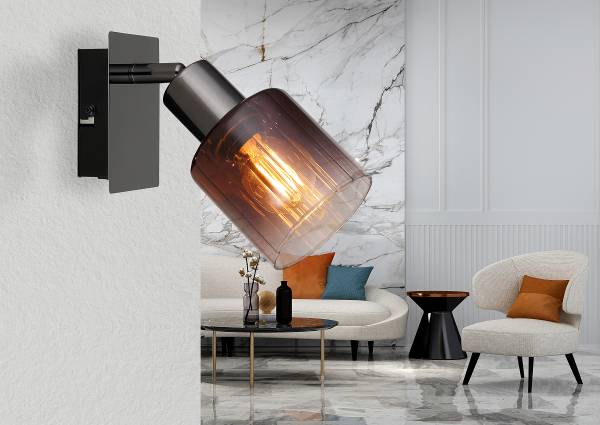 Wandleuchte Satella - Farbglas / Eisen - 1-flammig